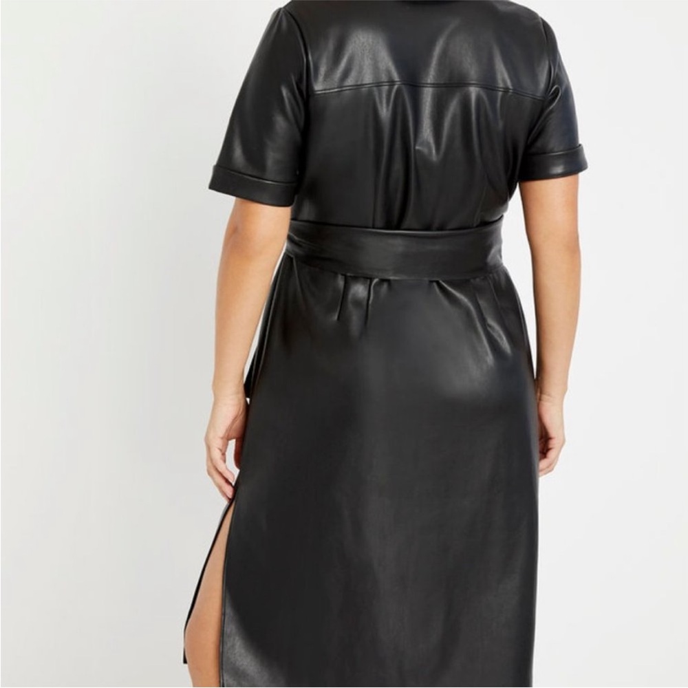 Eloquii Faux Leather Trench Dress Sz 18 - Picture 2 of 12